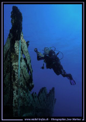 Small Wreck in the red Sea and my wife :O) ..... by Michel Lonfat 